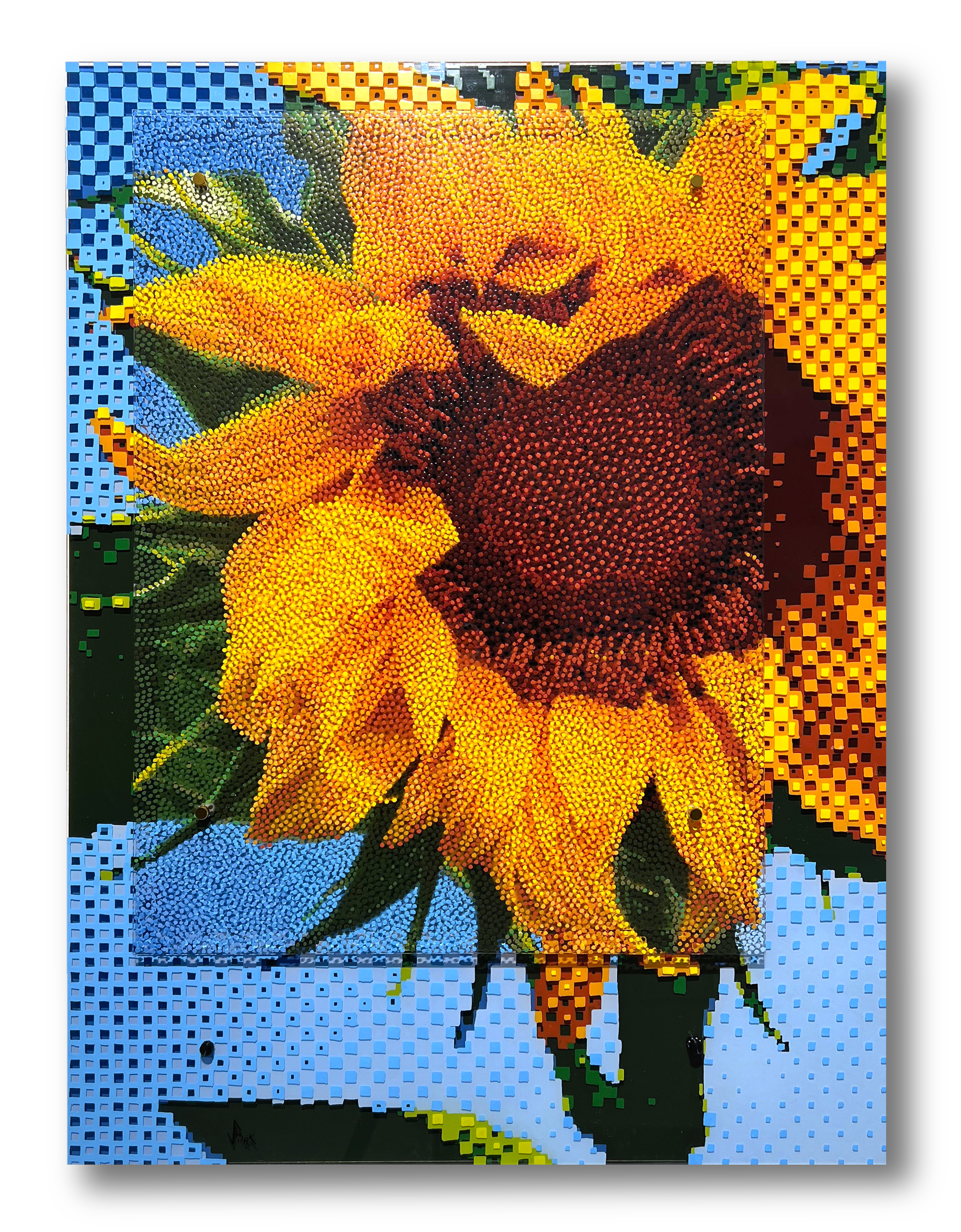 Neo-Pointilist a sunflower