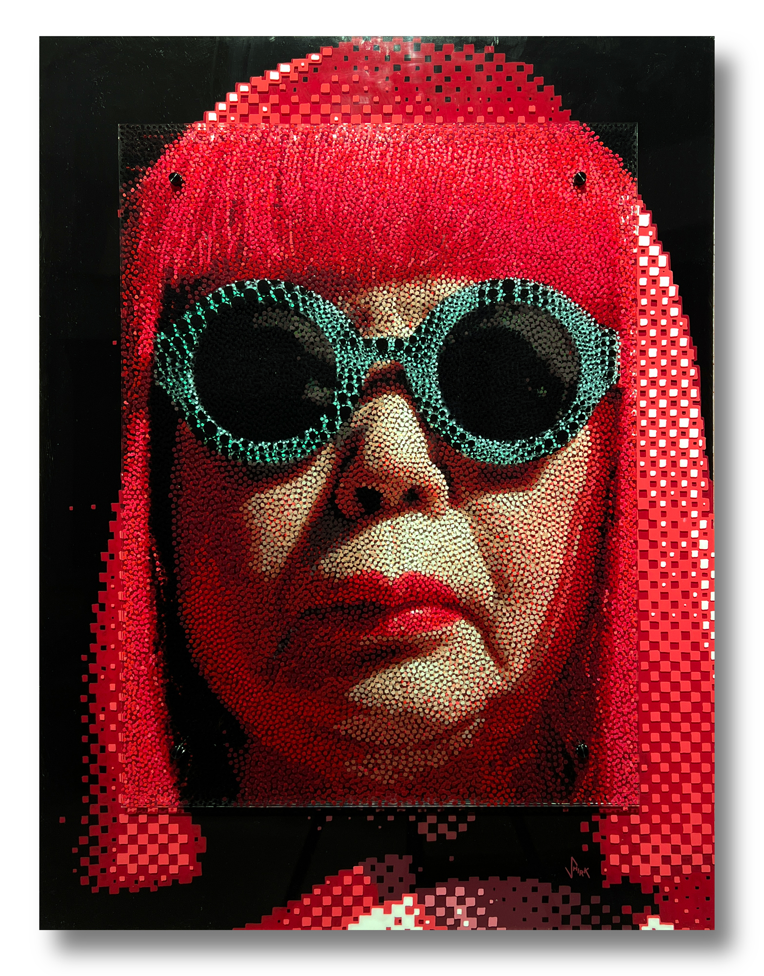 Neo-Pointilist painting of Yayoi Kusama